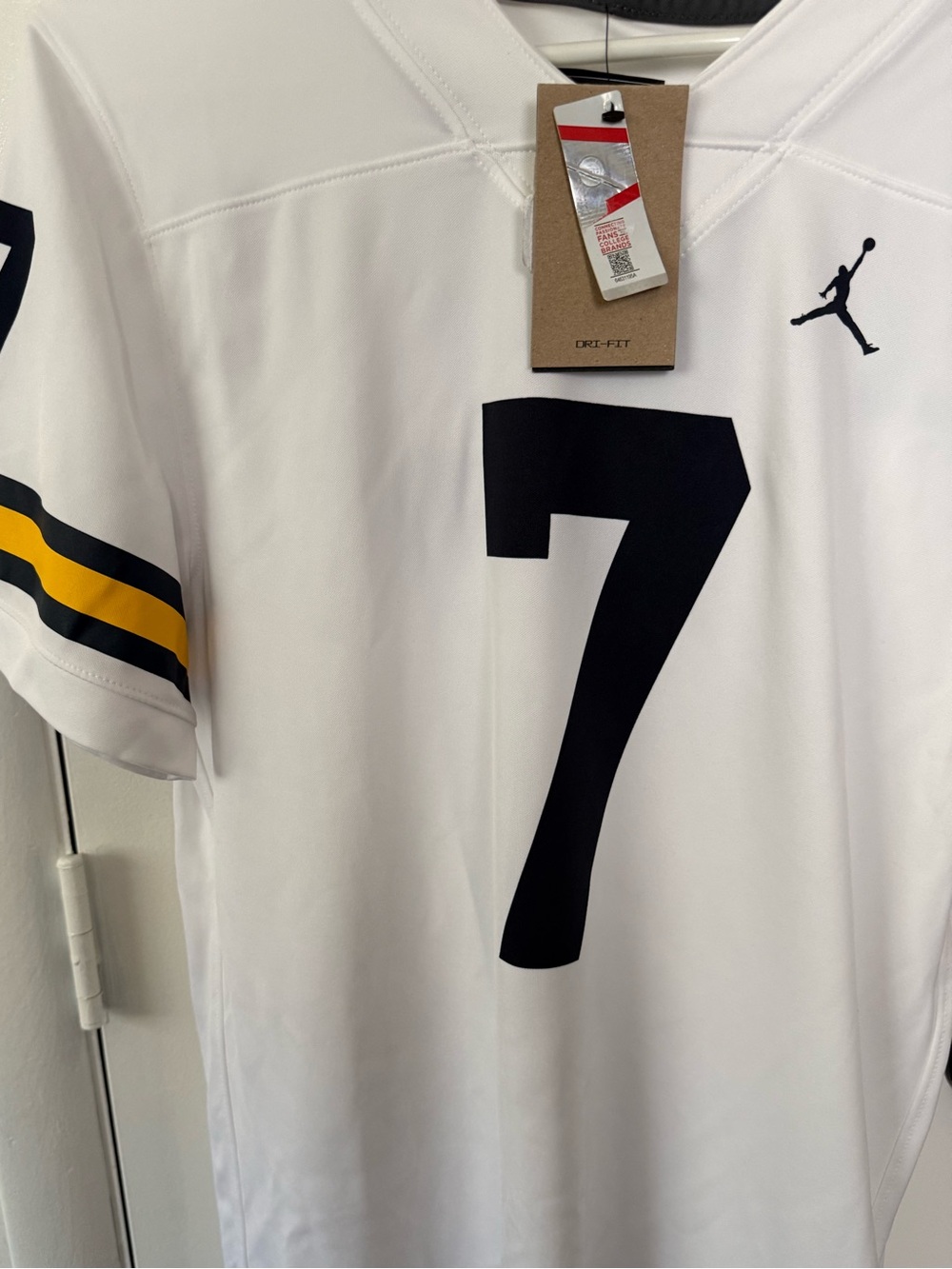 Jordan White #7 Athletic Jersey with Black Number and Yellow Sleeve Stripes